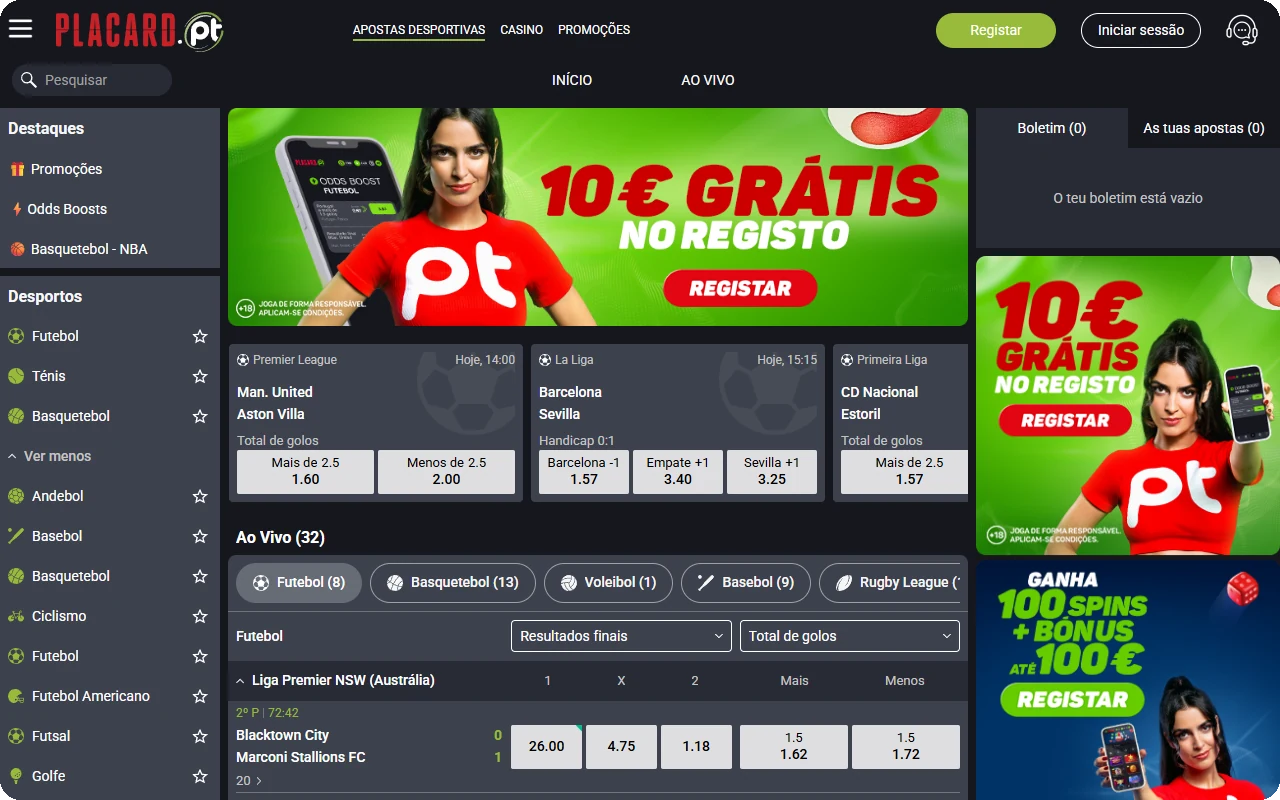 Placard casa de apostas em Portugal